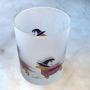 CULVER LTD GLASS HALLOWEEN DACHSHUND SPIDER 14oz DOUBLE OLD FASHION